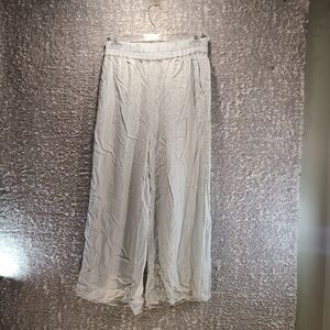 1250°C‎ High Waisted Cropped Pants 100% Tencel Gray White Women's Size Small